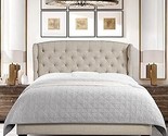 Torrey Wingback Bed/Tufted Headboard Adjustable Height Bed Frame/Fabric ... - $371.99