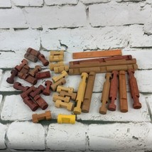Lincoln Logs Large Lot Of Various Pieces Vintage Building Toy Wood - $13.86
