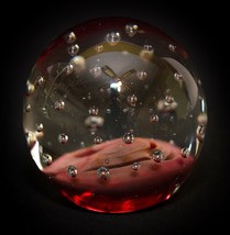 Vintage Paperweight Art Glass Controlled Bubble Clear Glass Purple Bottom - £19.44 GBP