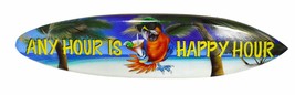 &quot;Any Hour Is Happy Hour&quot; Beach Parrot Happy Hour Hard Wood Handmade Airbrushed A - £55.68 GBP