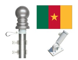 Cameroon 3&#39;x5&#39; Polyester Flag &amp; Spinner Flagpole Set w/Adjustable Bracket - $39.00