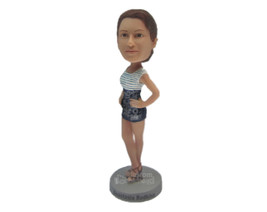 Custom Bobblehead Beautiful Gal Wearing A Top And Short Skirt With High Heels -  - £70.31 GBP