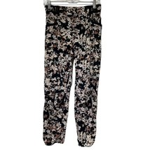 Anthropologie Cartonnier Nassella black Floral High Waist Jogger Pants size 0 - £19.84 GBP