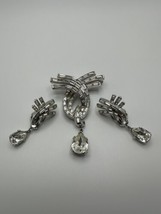 Vintage Trifari Alfred Philippe Known Piece 1953 Silver Brooch Earring Set - £233.93 GBP