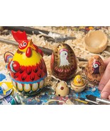 Handmade Painted  Rooster &amp; Eggs Nesting Doll 5pc 5&quot; 100% Natural Linden... - $1,288.36 MXN