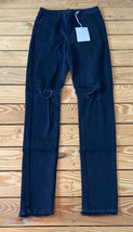 kancan NWT $52.99 women’s knee slit skinny jeans size 26 black R12 - £16.04 GBP