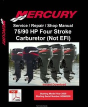 Mercury Outboard Repair Service &amp; Shop Manual 75/90 HP Four Stroke (Non-EFI) - £7.86 GBP