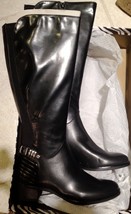 Dana Buchman Women Girls Equestrian Style Boots Black Sz: 9.5 Knee-High Full-Zip - £31.14 GBP