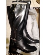 Dana Buchman Women Girls Equestrian Style Boots Black Sz: 9.5 Knee-High Full-Zip - $39.59