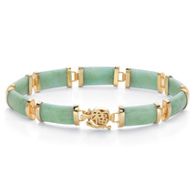 PalmBeach Jewelry Genuine Gold-Plated Green Jade Link Bracelet 7.5&quot; - £118.34 GBP