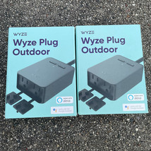 Lot of 2 Wyze Plug Outdoor ‎WLPPO1-1 Smart Plug -2 Outlet Black W/ Alexa... - £16.93 GBP