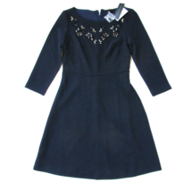 NWT Banana Republic Embellished Fit &amp; Flare in Navy Blue Crepe Dress 0 $158 - $41.58