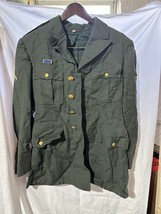 VTG US Army  Military Jacket Coat Patches Blazer Green Dress Uniform w/ ... - $39.59