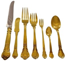 Chantilly Vermeil by Gorham Sterling Silver Flatware Set Service 46 Pcs Dn Gold - £2,987.79 GBP