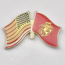 USA Marines Friendship Flags Vintage Pin Twin Flags Brooch - $16.67