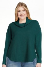 Time and Tru Women&#39;s Cowl Neck Waffle Tunic w/ Long Sleeves Green Size XL(16-18) - £21.42 GBP