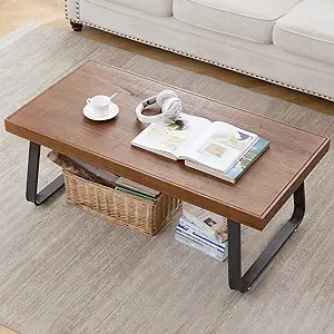 Rustic Wood Coffee Table, Natural Wood Center Table For Living Room, Ind... - $296.99