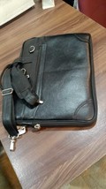 Men&#39;s Genuine leather laptop bag handmade messenger bag black long sling belt - £111.50 GBP