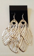 SILVER FEATHER CHANDELIER EARRINGS - $7.00