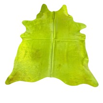 Dyed Lime Green Cowhide Rug (super short hair) Size: 7.2x6 feet D-937 - $256.41