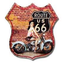 Route 66 Pin Up Hot Rod Bopper Chopper Motorcycle Vintage Racing Sticker - £3.19 GBP