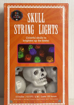 Skull String Light Set 10 bulbs 6.5&#39;Dia de los Muertos Halloween Battery... - $9.85