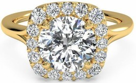 2.00CT Round Forever One DEF Moissanite & Diamond Ring 14K Solid Yellow Gold - £1,258.98 GBP