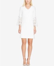 Tahari ASL Womens Size 2 Crochet Lace Contrast Shift Dress Bright Ivory White - £25.80 GBP