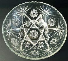 Star of David Prescut Glass Fruit Bowl With Scalloped Edges EAPG 10.5&quot; x 4&quot; APC - $14.01