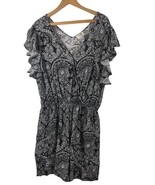 Romper Shorts One Piece 1X Black White Paisley Fairy Grunge Romantic Whi... - €34,04 EUR