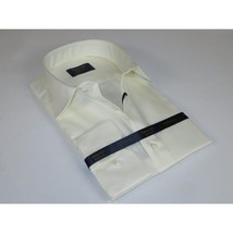 Men 100% Sateen Cotton Shirt Manschett Quesste Turkey Slim Fit 4010-09 Ivory image 2