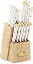 15-Piece, White And Gold Farberware Triple Riveted Knife Block Set. - £45.60 GBP