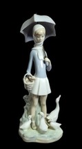 Lladro Figure Girl With Umbrella and Ducks #4510 Retired Valencia Spain ... - £98.32 GBP
