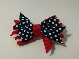 Red White and Blue Hairbow Hair Clip 4th of July Holiday Dress Up - £2.28 GBP