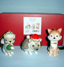Lenox Woodland Friends 3 PC. Ornament Set Hedgehog Squirrel &amp; Fox Figurines New - £43.88 GBP