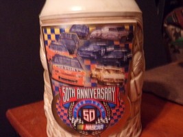 1948-1998 NASCAR 50TH ANNIVERSARY HIGHLY DETAILED DRINKING CERAMIC STEIN - $39.60