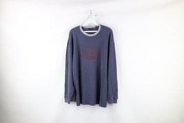 Vtg 90s Gap Athletic Mens L Faded Spell Out Thermal Waffle Knit T-Shirt Blue USA - £46.67 GBP