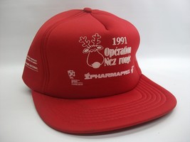 1991 Operation Nez Rouge French Francais XMAS Hat VTG Red Snapback Baseball Cap - £15.71 GBP