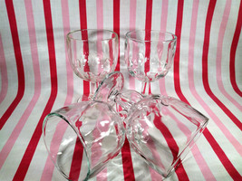FaB Vintage 4pc Indiana Glass Clear Thumbprint Goblets Weighted Pedestal Stems - £30.36 GBP