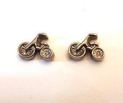 Avon Miniature Bicycle Pierced Earrings 1/4&quot; Silver Tone Kids Studs - £11.54 GBP