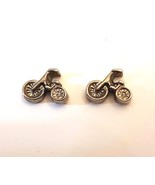 Avon Miniature Bicycle Pierced Earrings 1/4&quot; Silver Tone Kids Studs - £11.66 GBP