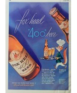 Fox Head 400 Beer, 40&#39;s print ad. full page color illustration (meet Hea... - £10.22 GBP