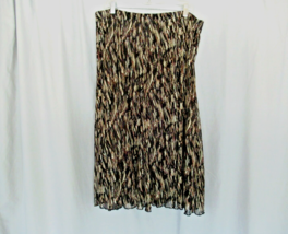 Coldwater Creek skirt  midi pull-on 1X  brown beige print lined semi sheer - $18.57