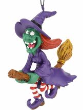Tree Buddees Spooky Flying Witch on Broomstick Halloween Christmas Ornam... - $15.95
