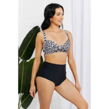 Marina West Swim Take a Dip Twist High-rise Bikini In Leopard - £45.04 GBP