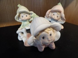 Set of 3 Vintage Homco Home Interiors Flower Pixie Elf Fairy Figurines. - £11.33 GBP
