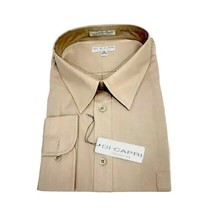 Di Capri Khaki Men&#39;s Dress Shirt Convertible Cuffs with Pocket Size 19 34/35 - £24.35 GBP