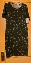Lula Roe Julia Dress (New) L Green Flowered - £37.69 GBP