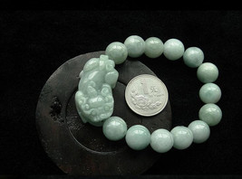  good luck Amulet natural green jade  &#39;&#39; PI YAO&#39;&#39; Prayer Beads bracelet - £23.59 GBP