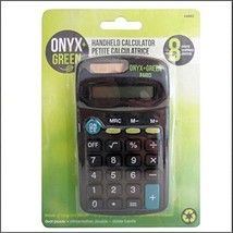A Dual-Powered, 8-Digit Handheld Calculator With Onyx And Green Plastic - £26.34 GBP